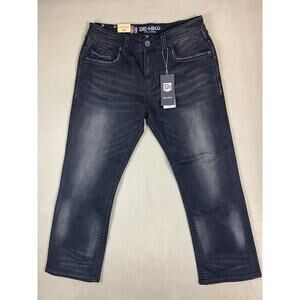 De Niko Milano Jeans Mens 38x30 Black Slim Straight Mid Rise Stretch Denim‎